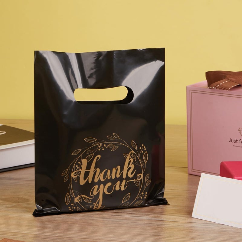 Wishop 100-Piece Black Thank You Gift Bags - Party Favors (6.3x7.9 Inches) - Image 5